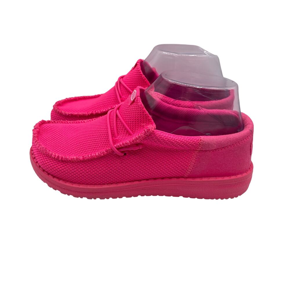 Hey Dude Wally Slip On Canvas Funky Mono Electric Pink Girls Youth 2